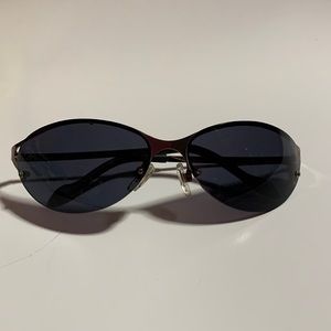 Men’s sunglasses semi rimless brown metal rim / temple 100% UV protection